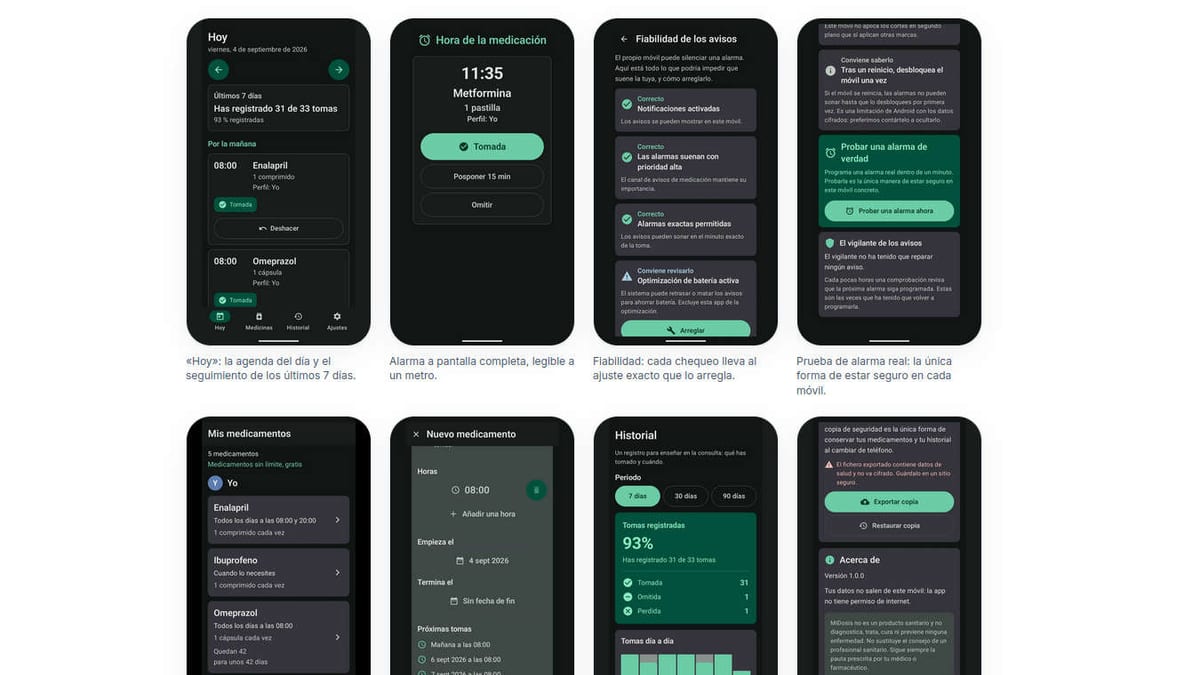 Fotografía que ilustra la noticia: Tecniart Galicia (Argalla) lanza MiDosis, una app gratuita y sin Internet para controlar la medicación desde Chantada